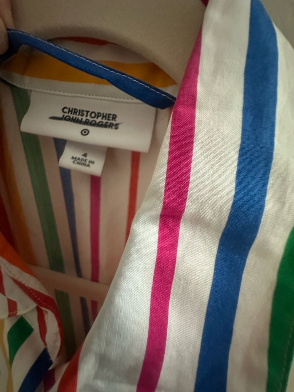 Christopher John Rogers Multicolor Rainbow Stripe Midi Shirt Dress - Picture 4 of 4